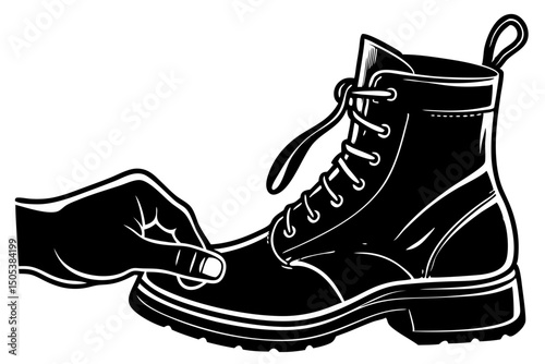 Vintage Leather Boots Illustration Handcrafted Design, boots, leather, vintage, handcrafted, graphics, perfect, quality, monochrome, trendy, stylish, artwork, product, print, silhouette, graphic, eleg