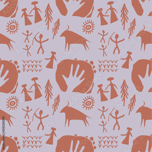 minimal tribal style cave art pattern which can be bg wallpaper background this tribal African style pattern gives the right tribal and African traditional colors and also have geometric form in it