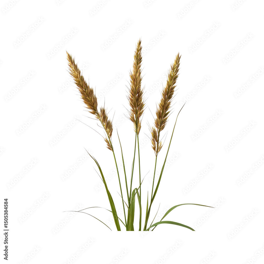 Fototapeta premium Three Stalks of Ornamental Grass with Brown Seed Heads