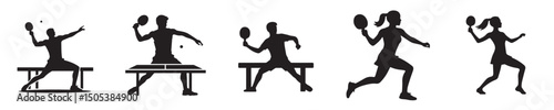 vector silhouette of a person playing table tennis
