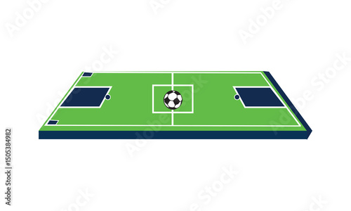 A soccer ball and miniature goal on a tablet, showcasing digital sports and technology.