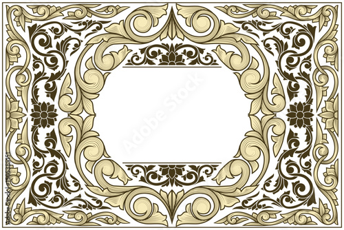 Decorative ornate floral blank design card template