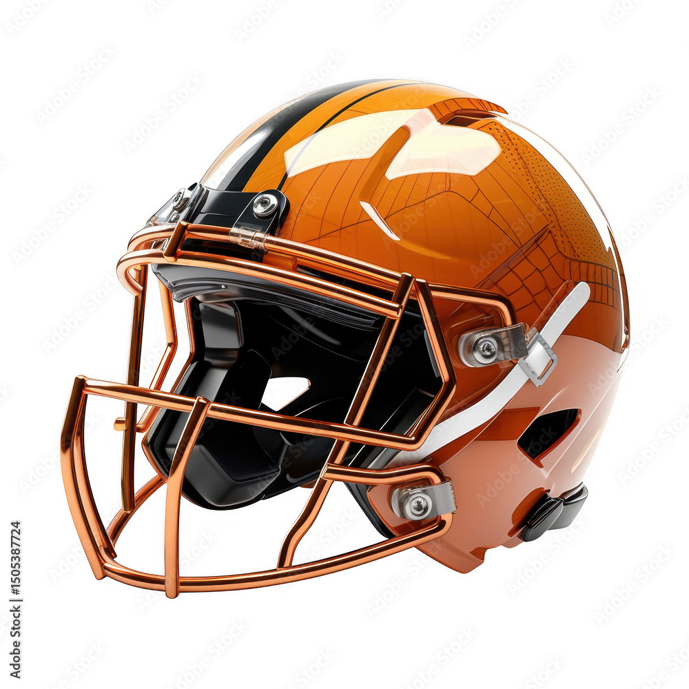 Naklejka premium A football helmet with orange and brown
