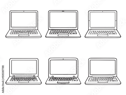 Laptop line art illustration for digital design projects