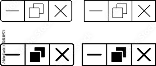 Maximize and minimize close window button. Browser web button icons. Close windows. web button sign. application software navigations basic buttons
