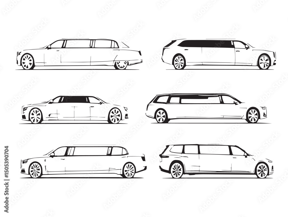 Obraz premium Luxury limousine line art vector for print design
