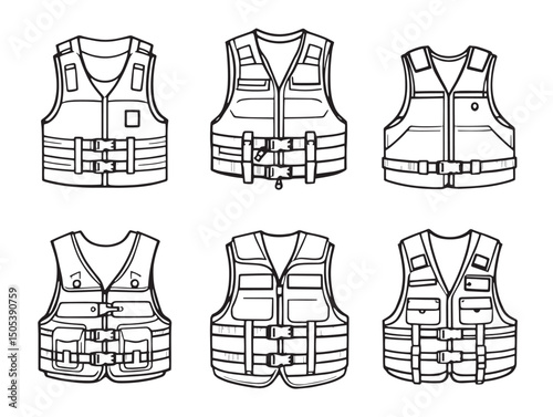 Life vest line art for safety vector design