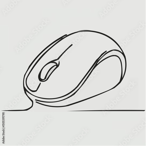 Minimalist outline of a computer mouse on a light background  