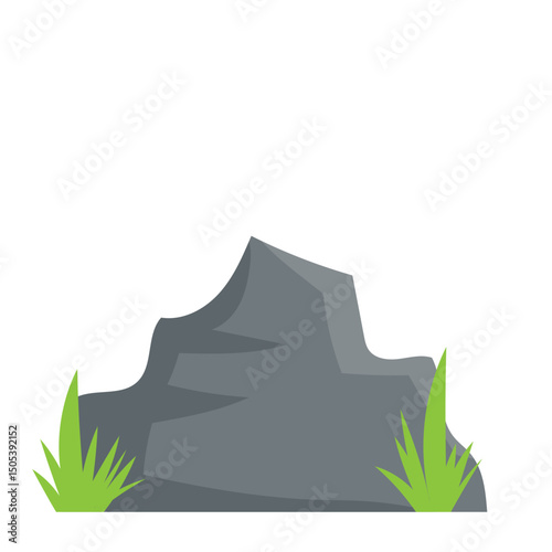 Stone with Grass Illustration