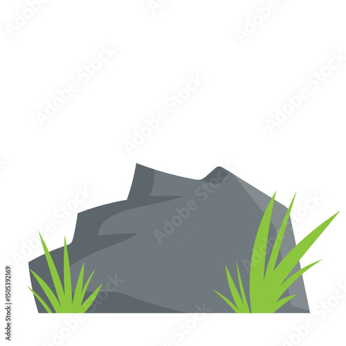Stone with Grass Illustration