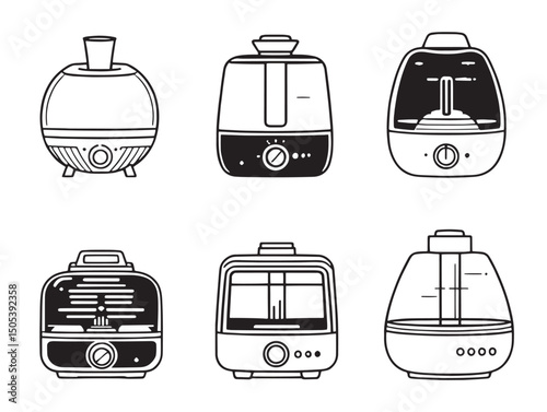 minimalist humidifier line art icon for digital projects