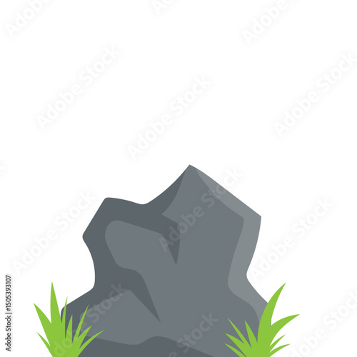 Stone with Grass Illustration