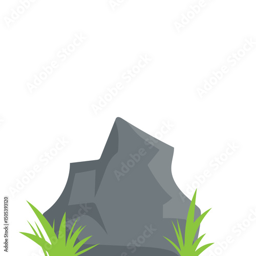 Stone with Grass Illustration