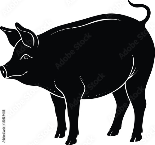Silhouette of Pig From Back
