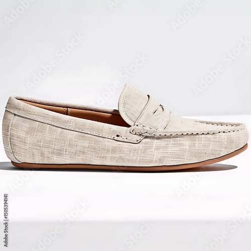 Elegant linen textured slip-on loafer shoe for stylish and casual wear