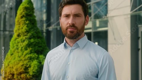 Wallpaper Mural Business portrait man businessman guy male worker entrepreneur serious in city downtown looking at camera mature confident employer outside office pensive thinking professional posing near company Torontodigital.ca