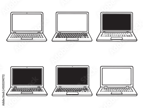 Modern laptop line art icon for creative branding