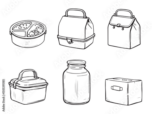 Modern lunch box line art drawing for design use