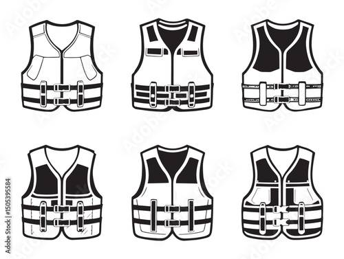 Outline life vest icon for summer beach collection
