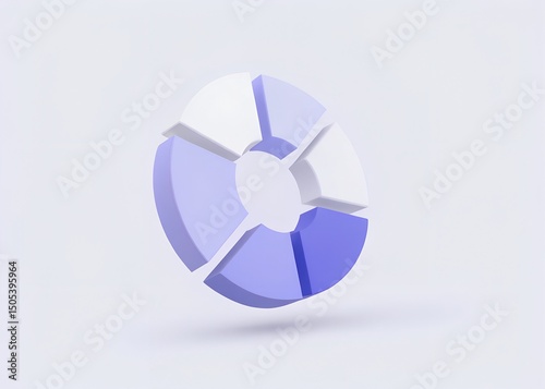 Design Modern 3D Pie Chart Icon for Data Visualization and Analytics Dashboards in Blue and White Tones