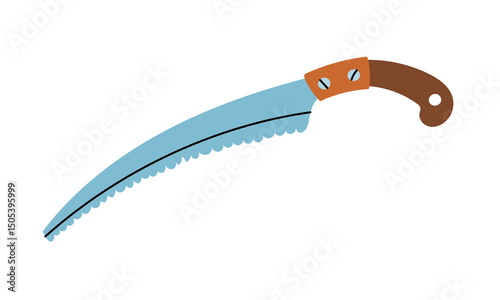 garden saw for a thin tree is an isolated illustration. Gardening equipment. Seasonal work. A product for agricultural crops. Suitable for ecology, garden, cleaning, household, packaging design