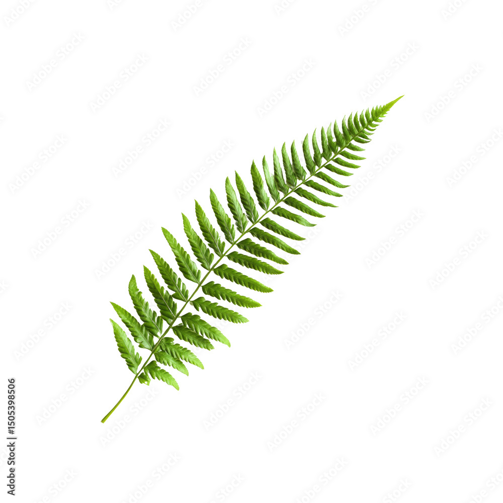 Obraz premium Lush Green Fern Frond Isolated on Transparent Background