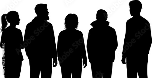 Silhouette of Diverse Group of People Teamwork, Collaboration, Unity, Community, and Togetherness