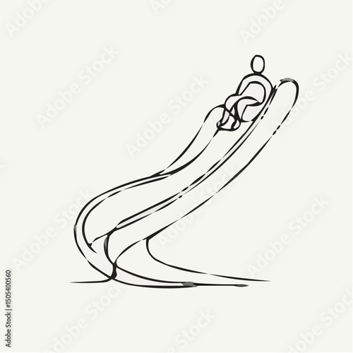 Abstract illustration of a person sliding smoothly on a slide  