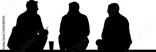 Silhouette of Three People in Conversation A Visual Representation of Teamwork, Discussion, and Collaboration