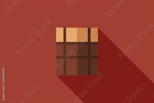 Flat icon of chocolate bar on red background