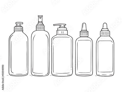 Clean lotion line art illustration for skincare branding