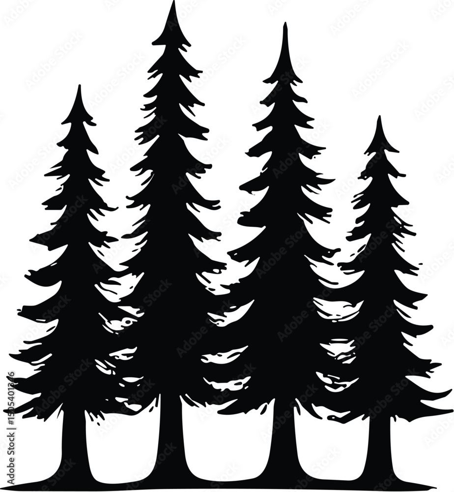 Obraz premium Pine forest vector black silhouette cricut design for T-Shirt