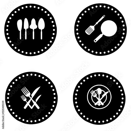 One set kitchen themed icon