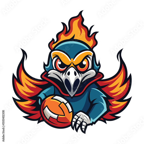 5 Vactor eagle mascot skull with footbol and fire Phoenix Ball  Soccer Three Skulls with Eagle Flying Angel Sport Eagle – Includes Soccer, Football, 