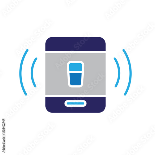 Automation icon. Voice Assistant symbol. Sound waves and speakers on smartphone. depicts technology, artificial intelligence. Flat design style