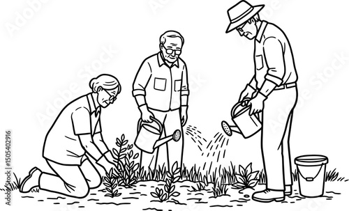 Senior Citizens Engaging in Community Gardening Cultivating Bonds and Blossoms
