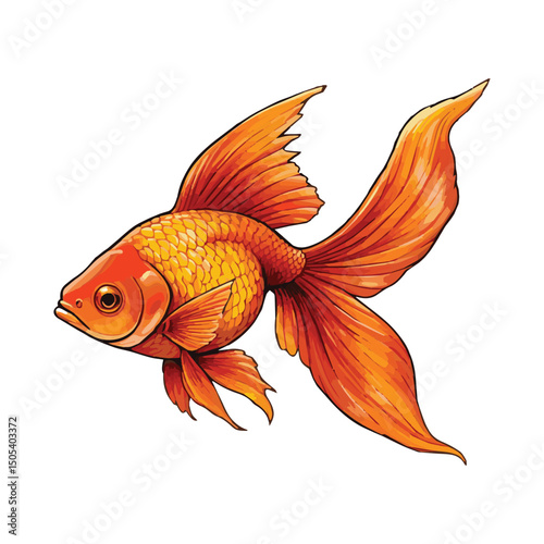 Vibrant Golden Fish Illustration Art & Illustration