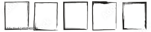 Hand drawn grunge frame collection with rough black sketch borders, perfect for artistic posters, photo frames, scrapbook designs, invitations, and social media templates. Minimal abstract border set 