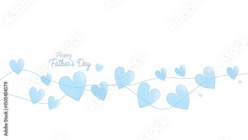 Wishing you a Happy Father's Day with a simple vector illustration featuring blue hearts and line art in a flat design style on a white backdrop.

