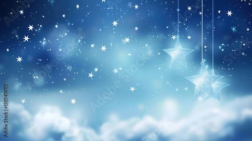 Enchanting Blue Starry Sky Background Posters: Mesmerizing Celestial Visions of Deep Space Blues, Twinkling Stars, Nebula Clouds, and Galactic Scapes for Science Fiction Movies, Astronomy Events