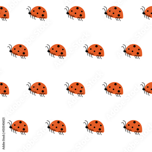 Lady bug seamless pattern. Seamless pattern with cute red lady bug.