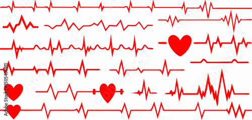 Red Heartbeat EKG Waves Background Graphic