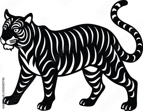 Tiger In Mid Walk