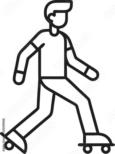 rollerblading with man outline icon