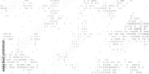 Grunge halftone gradient background. Faded grit noise texture. White and black sand wallpaper. Retro pixelated backdrop. Anime or manga style comic overlay. Vector graphic design textured template