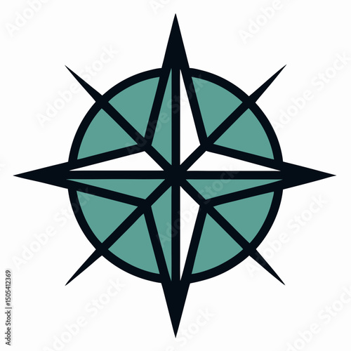 vector illustration of a green compass
