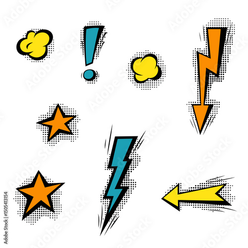 Speech bubbles with halftone shadows in cartoon, comic style.