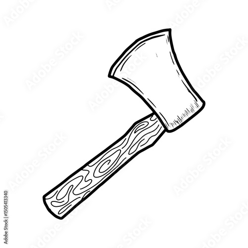 Hand drawn hatchet axe vector illustration. Sketch style bush craft or lumberjack hatchet icon