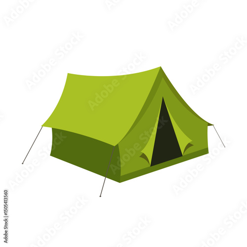 Green tourist camping tent icon isolated on white background.