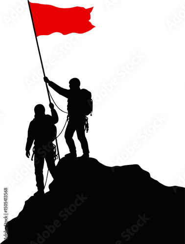 Climbers Reaching the Summit A Silhouette of Triumph and Achievement